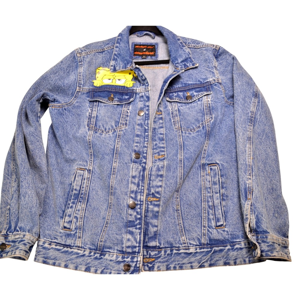 Members Only Nickelodeon Spongebob Denim Jacket XL Jean‎ Cartoon